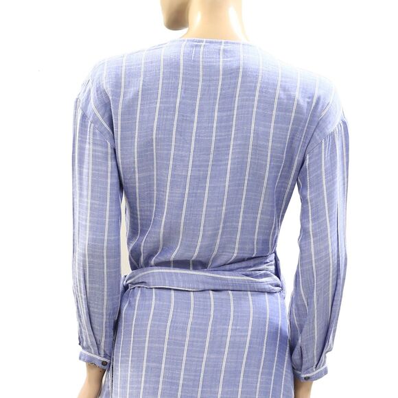 Sezane Blue Striped Midi Robe. Can also be worn as a dress. - Picture 8 of 8